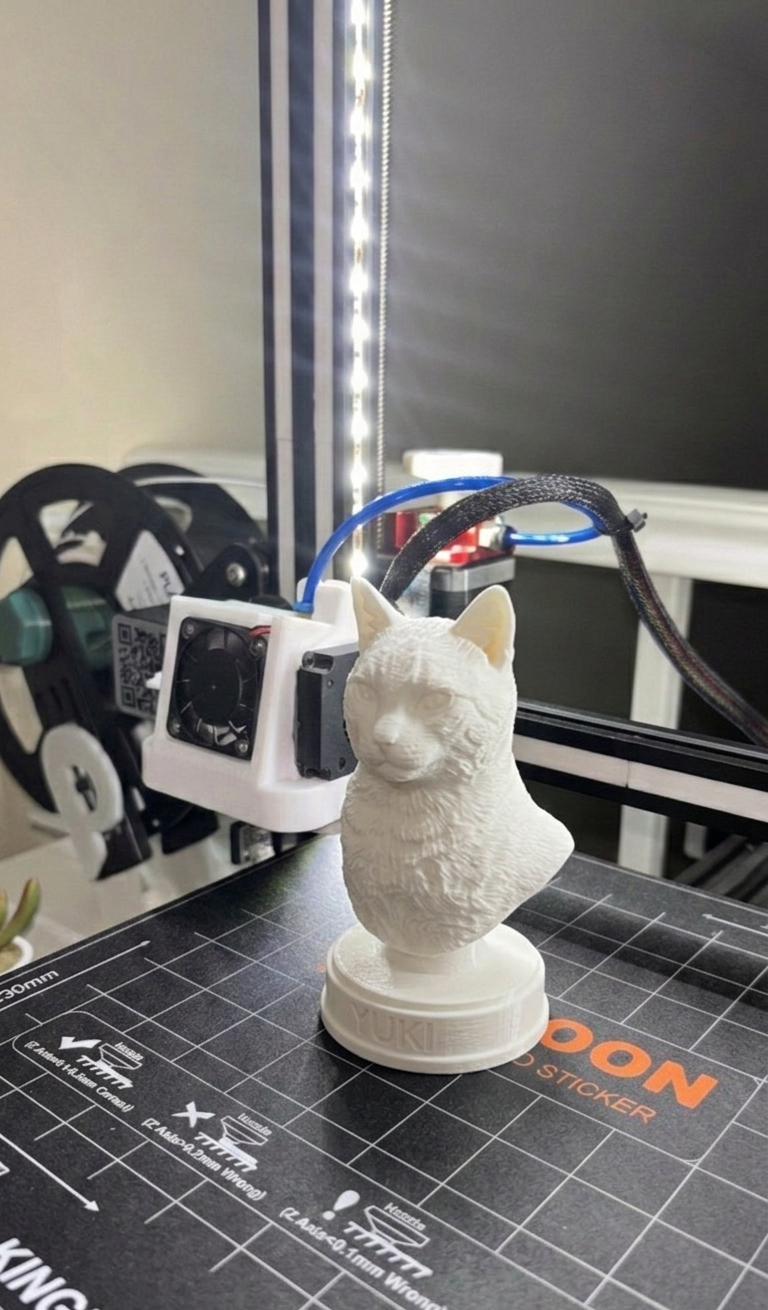 Busto personalizado de gato Yuki impresión 3D blanco