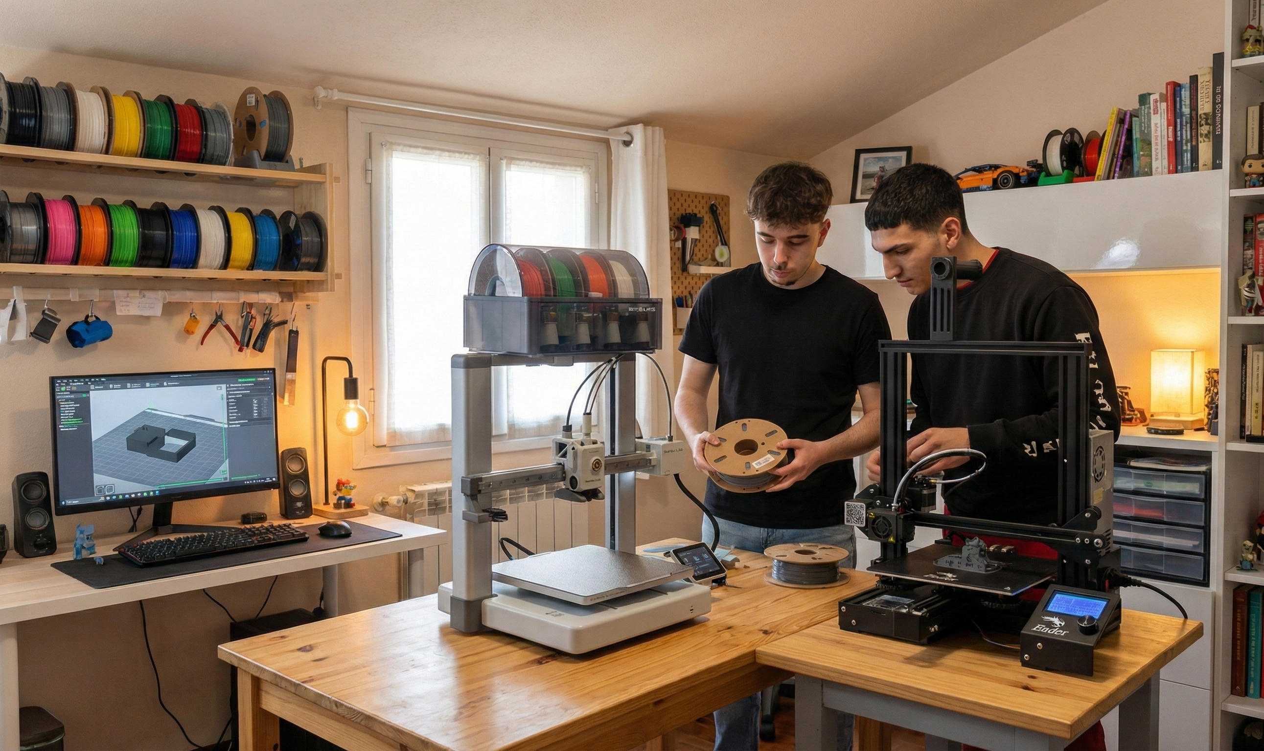 Equipo fundadores de Aura 3D en su taller de impresoras 3D